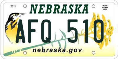 NE license plate AFQ510