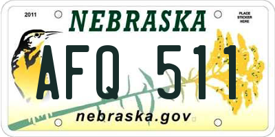 NE license plate AFQ511