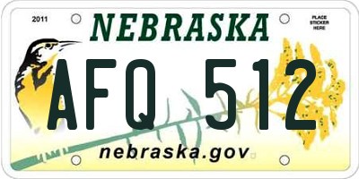 NE license plate AFQ512