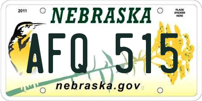NE license plate AFQ515