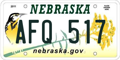 NE license plate AFQ517