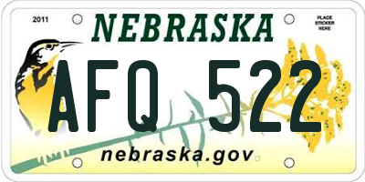 NE license plate AFQ522