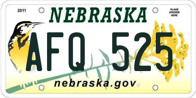 NE license plate AFQ525