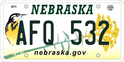 NE license plate AFQ532