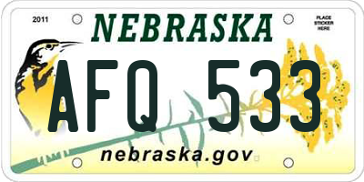 NE license plate AFQ533