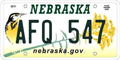 NE license plate AFQ547