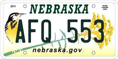 NE license plate AFQ553