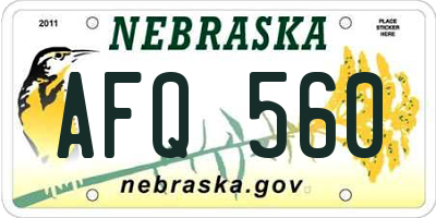 NE license plate AFQ560