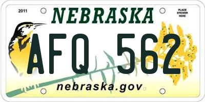 NE license plate AFQ562