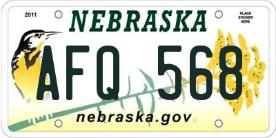 NE license plate AFQ568