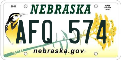 NE license plate AFQ574