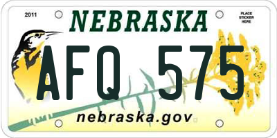 NE license plate AFQ575