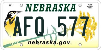 NE license plate AFQ577