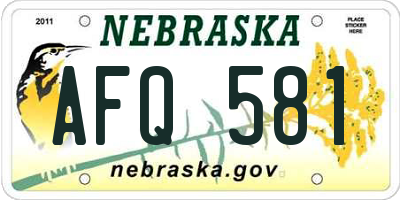 NE license plate AFQ581