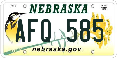 NE license plate AFQ585