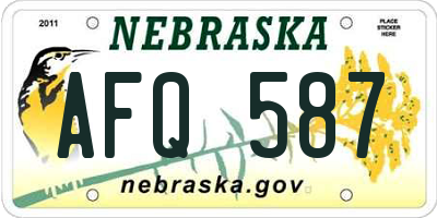 NE license plate AFQ587