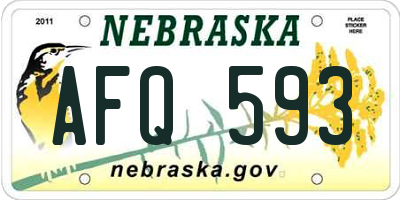 NE license plate AFQ593