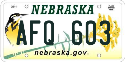 NE license plate AFQ603