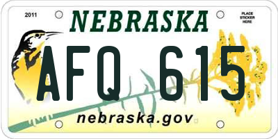 NE license plate AFQ615