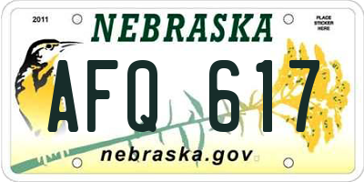 NE license plate AFQ617