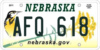 NE license plate AFQ618