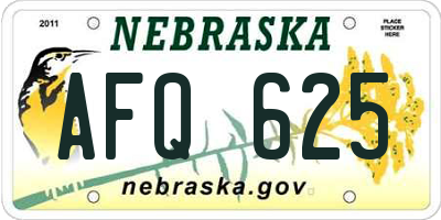 NE license plate AFQ625