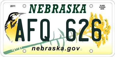 NE license plate AFQ626