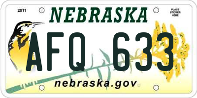 NE license plate AFQ633