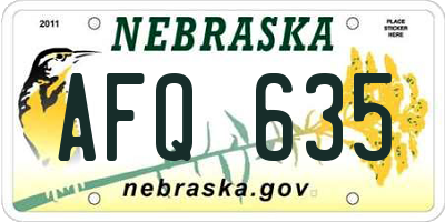 NE license plate AFQ635