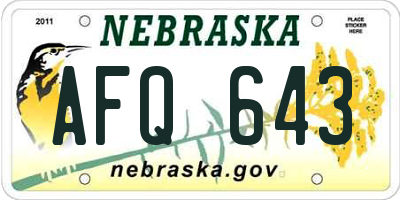 NE license plate AFQ643
