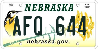 NE license plate AFQ644