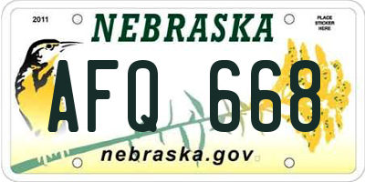 NE license plate AFQ668