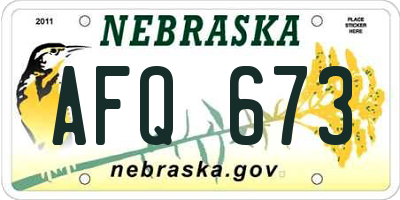NE license plate AFQ673