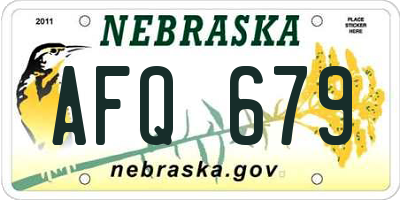 NE license plate AFQ679