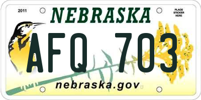 NE license plate AFQ703