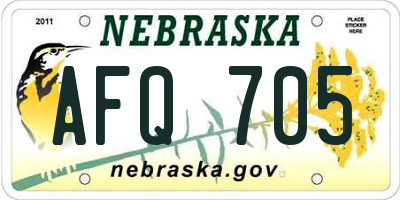 NE license plate AFQ705