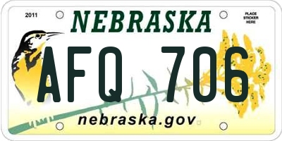 NE license plate AFQ706