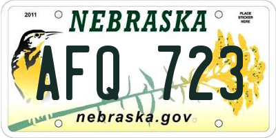 NE license plate AFQ723