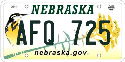 NE license plate AFQ725