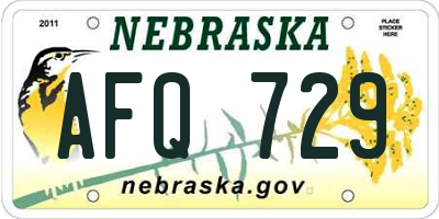 NE license plate AFQ729