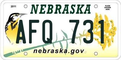 NE license plate AFQ731