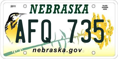 NE license plate AFQ735
