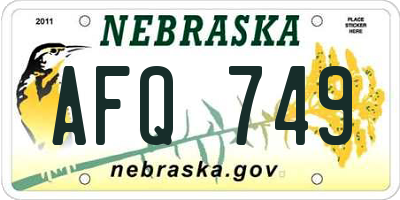 NE license plate AFQ749