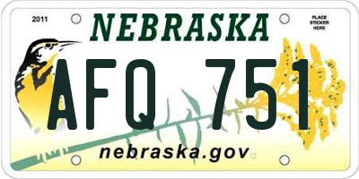 NE license plate AFQ751