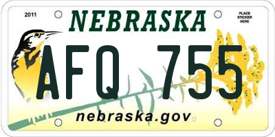 NE license plate AFQ755
