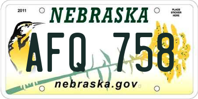 NE license plate AFQ758