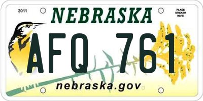 NE license plate AFQ761