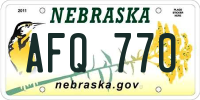 NE license plate AFQ770