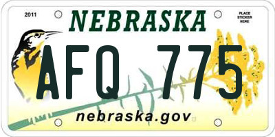 NE license plate AFQ775