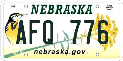 NE license plate AFQ776
